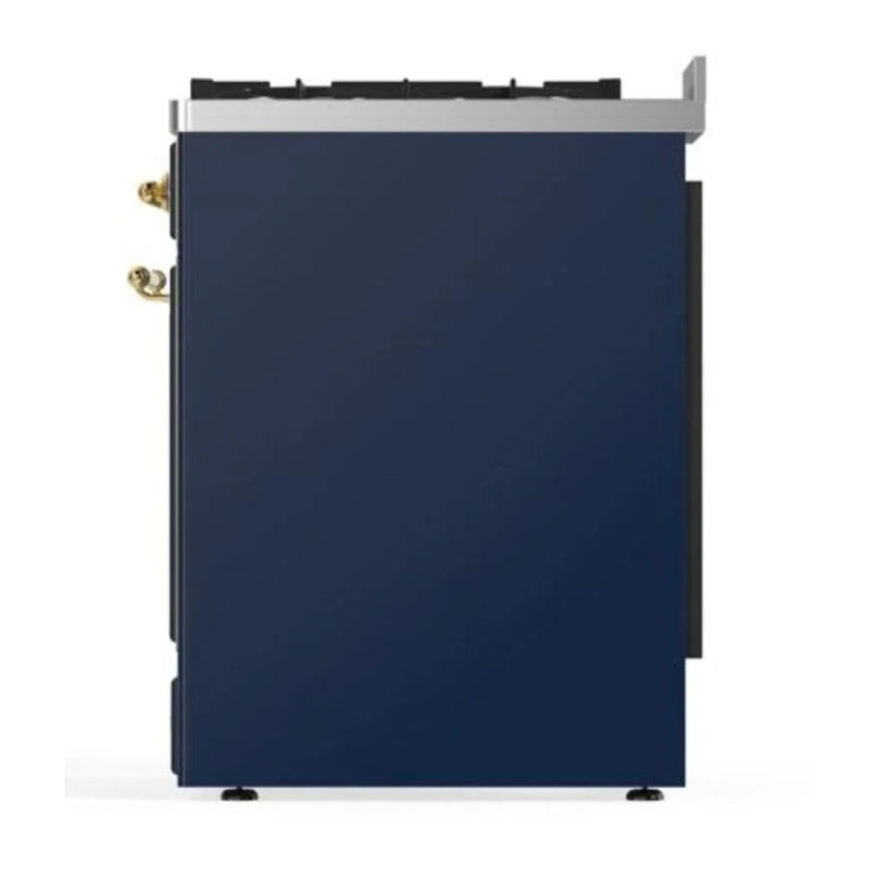 ILVE Majestic II 30" Dual Fuel Freestanding Range in Midnight Blue with Brass Trim, UM30DQNE3MBGLP