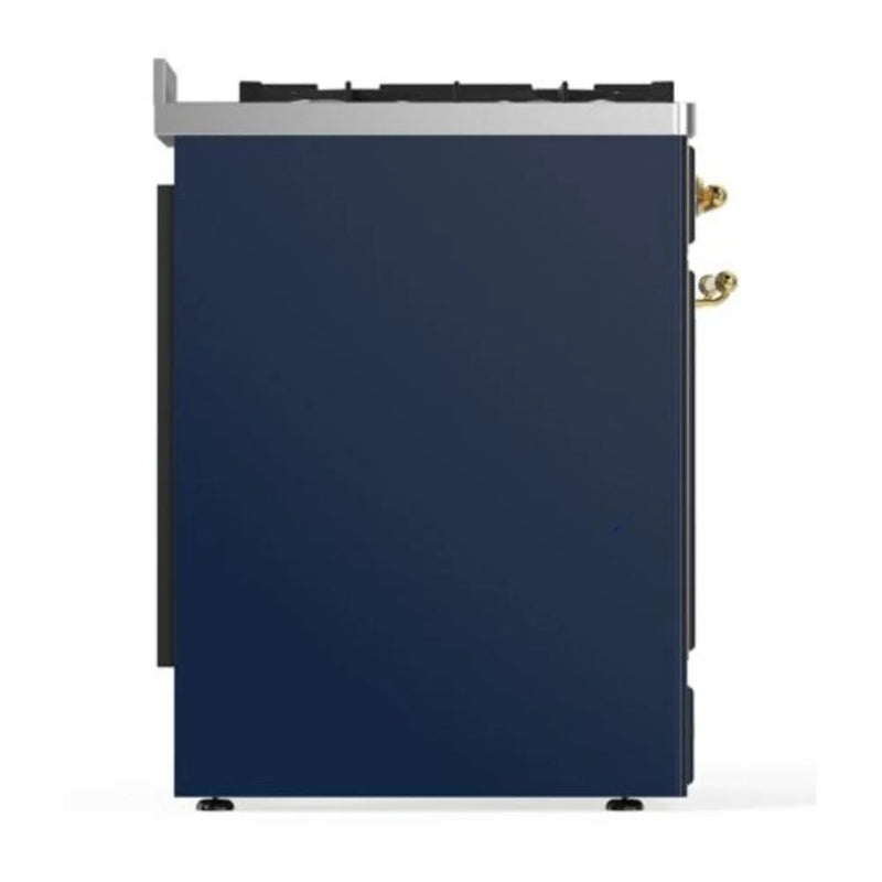 ILVE Majestic II 30" Dual Fuel Freestanding Range in Midnight Blue with Brass Trim, UM30DQNE3MBG