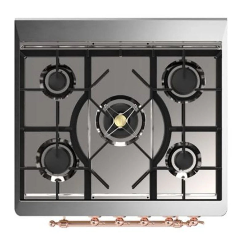 ILVE Majestic II 30" Dual Fuel Freestanding Range in Midnight Blue with Copper Trim, UM30DQNE3MBPLP