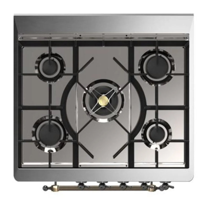 ILVE Majestic II 30" Dual Fuel Freestanding Range in Graphite Matte with Burnished Trim, UM30DQNE3MGBLP