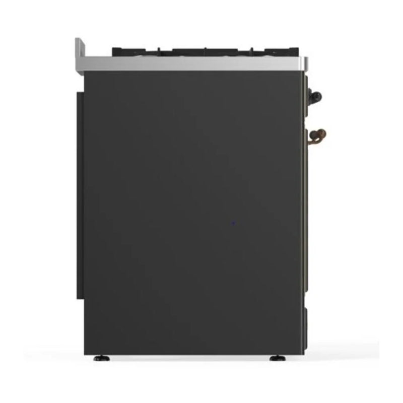 ILVE Majestic II 30" Dual Fuel Freestanding Range in Graphite Matte with Burnished Trim, UM30DQNE3MGBLP