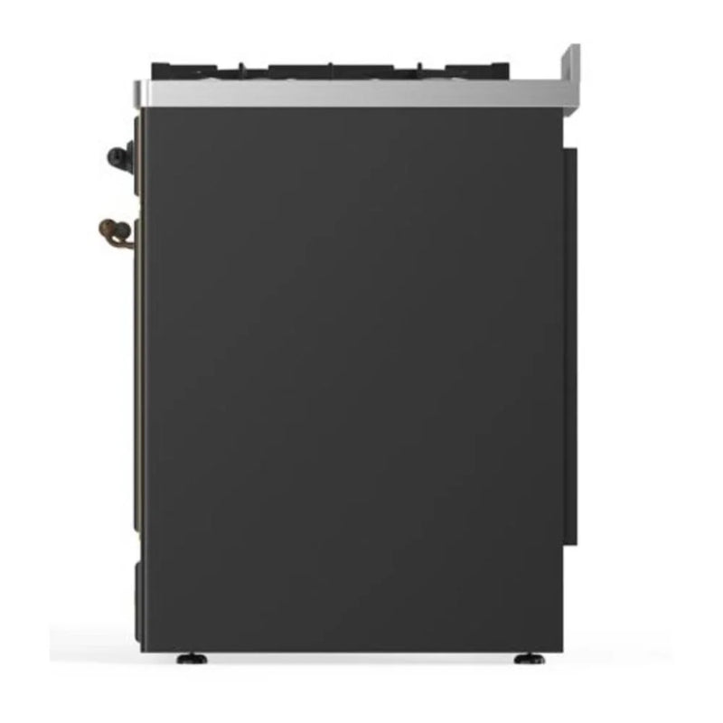 ILVE Majestic II 30" Dual Fuel Freestanding Range in Graphite Matte with Burnished Trim, UM30DQNE3MGBLP