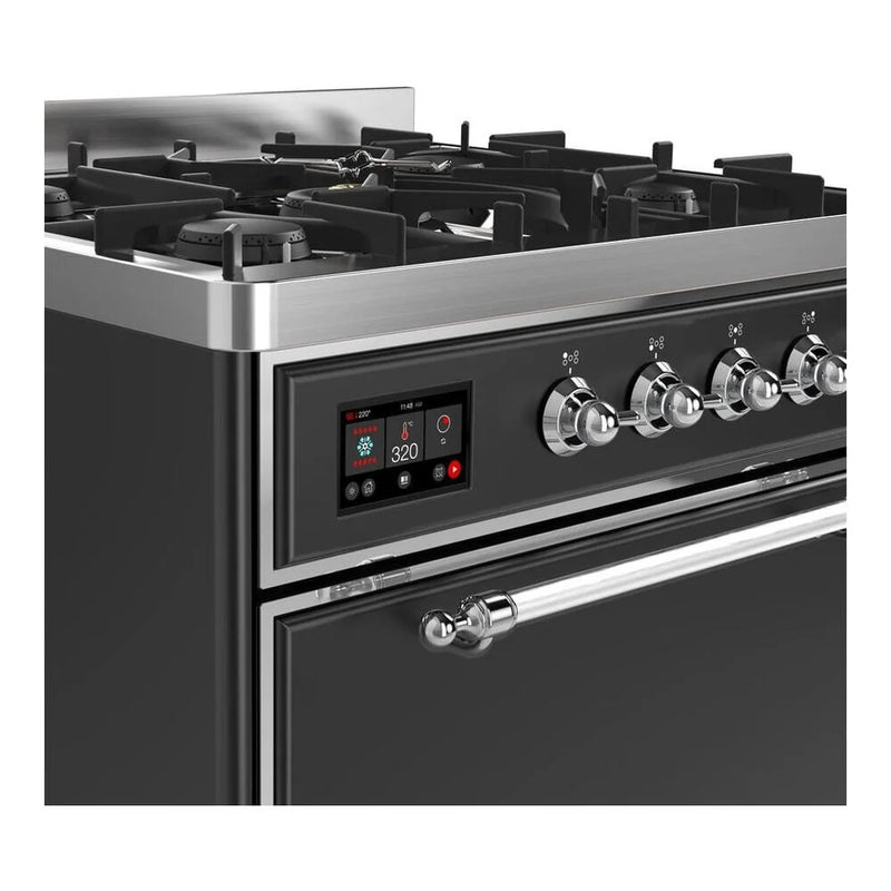 ILVE Majestic II 30" Dual Fuel Freestanding Range in Graphite Matte with Chrome Trim, UM30DQNE3MGC