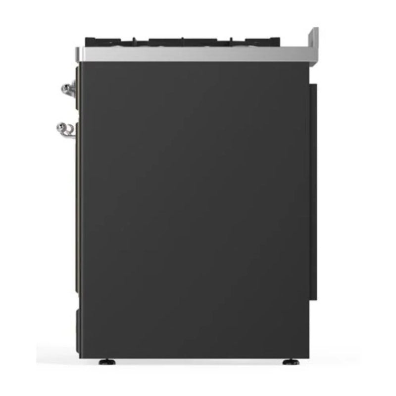 ILVE Majestic II 30" Dual Fuel Freestanding Range in Graphite Matte with Chrome Trim, UM30DQNE3MGC