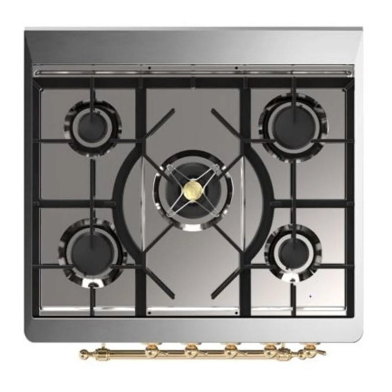 ILVE Majestic II 30" Dual Fuel Freestanding Range in Graphite Matte with Brass Trim, UM30DQNE3MGGLP