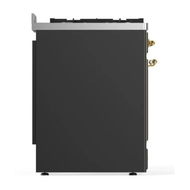 ILVE Majestic II 30" Dual Fuel Freestanding Range in Graphite Matte with Brass Trim, UM30DQNE3MGGLP