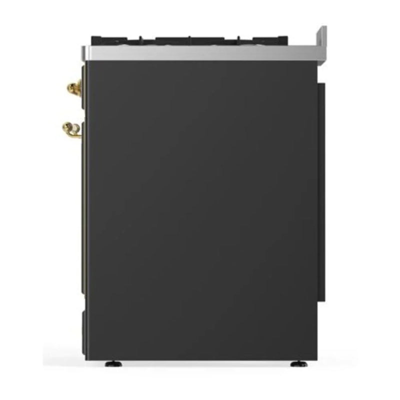 ILVE Majestic II 30" Dual Fuel Freestanding Range in Graphite Matte with Brass Trim, UM30DQNE3MGGLP