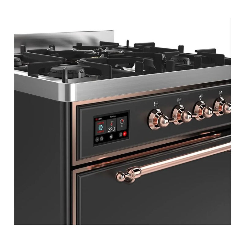 ILVE Majestic II 30" Dual Fuel Freestanding Range in Graphite Matte with Copper Trim, UM30DQNE3MGPLP