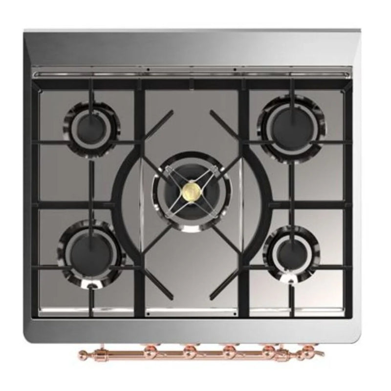 ILVE Majestic II 30" Dual Fuel Freestanding Range in Graphite Matte with Copper Trim, UM30DQNE3MGP