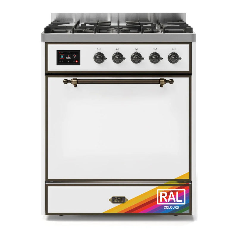 ILVE Majestic II 30" Dual Fuel Freestanding Range in RAL Color with Burnished Trim, UM30DQNE3RABLP