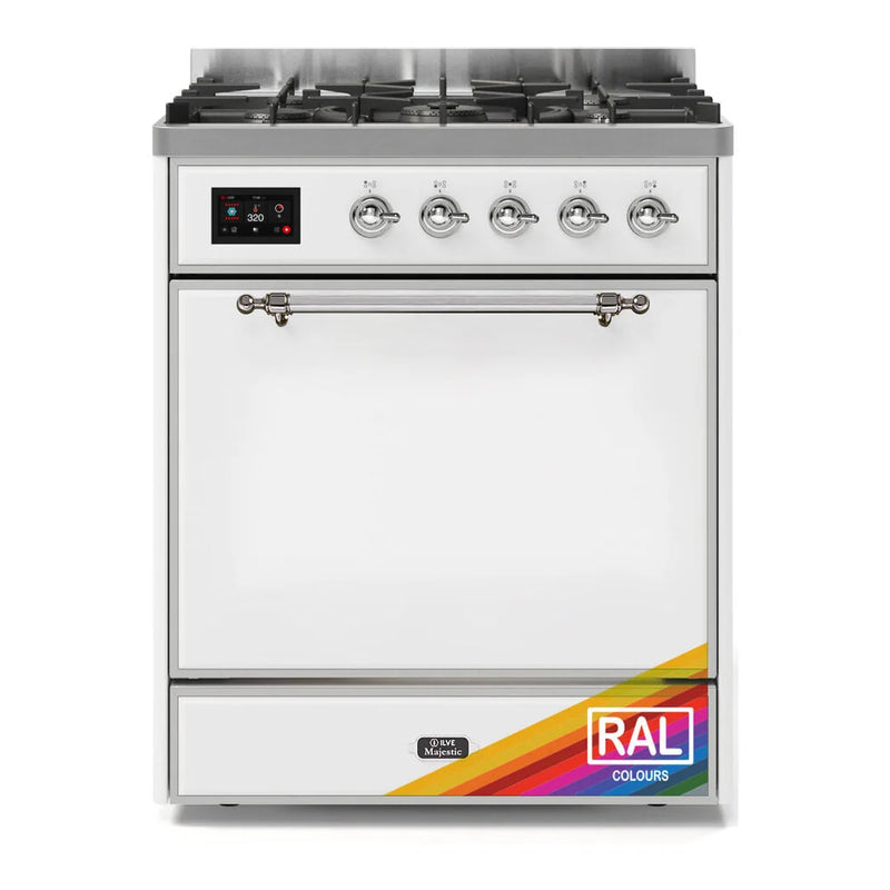 ILVE Majestic II 30" Dual Fuel Freestanding Range in RAL Color with Chrome Trim, UM30DQNE3RACLP