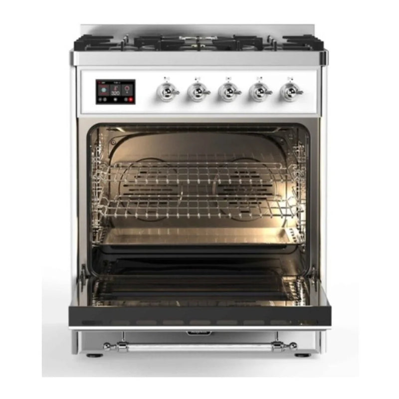 ILVE Majestic II 30" Dual Fuel Freestanding Range in RAL Color with Chrome Trim, UM30DQNE3RAC