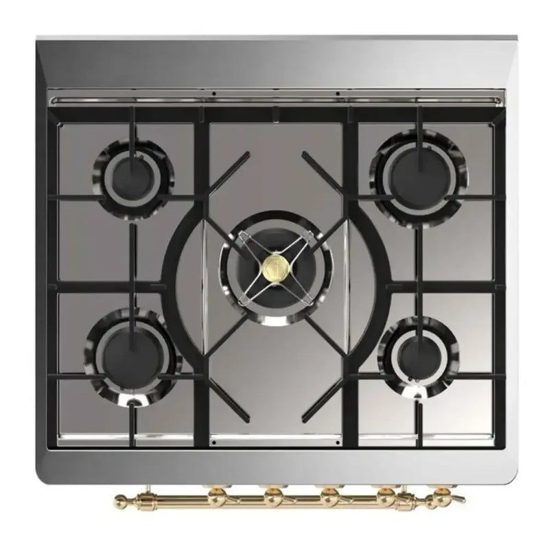 ILVE Majestic II 30" Dual Fuel Freestanding Range in RAL Color with Brass Trim, UM30DQNE3RAGLP