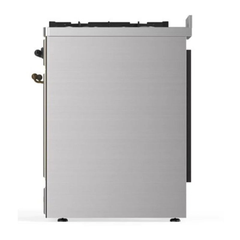 ILVE Majestic II 30" Dual Fuel Freestanding Range in Stainless Steel with Burnished Trim, UM30DQNE3SSBLP