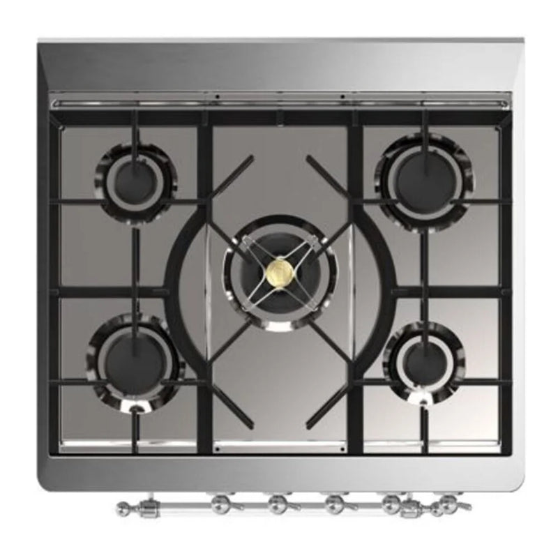 ILVE Majestic II 30" Dual Fuel Freestanding Range in Stainless Steel with Chrome Trim, UM30DQNE3SSCLP