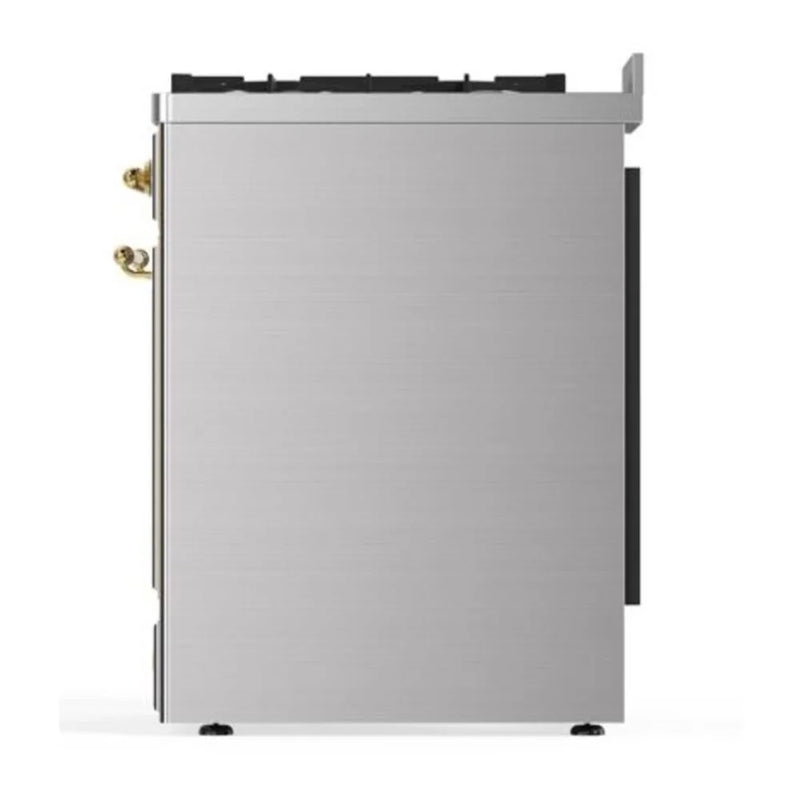 ILVE Majestic II 30" Dual Fuel Freestanding Range in Stainless Steel with Brass Trim, UM30DQNE3SSG