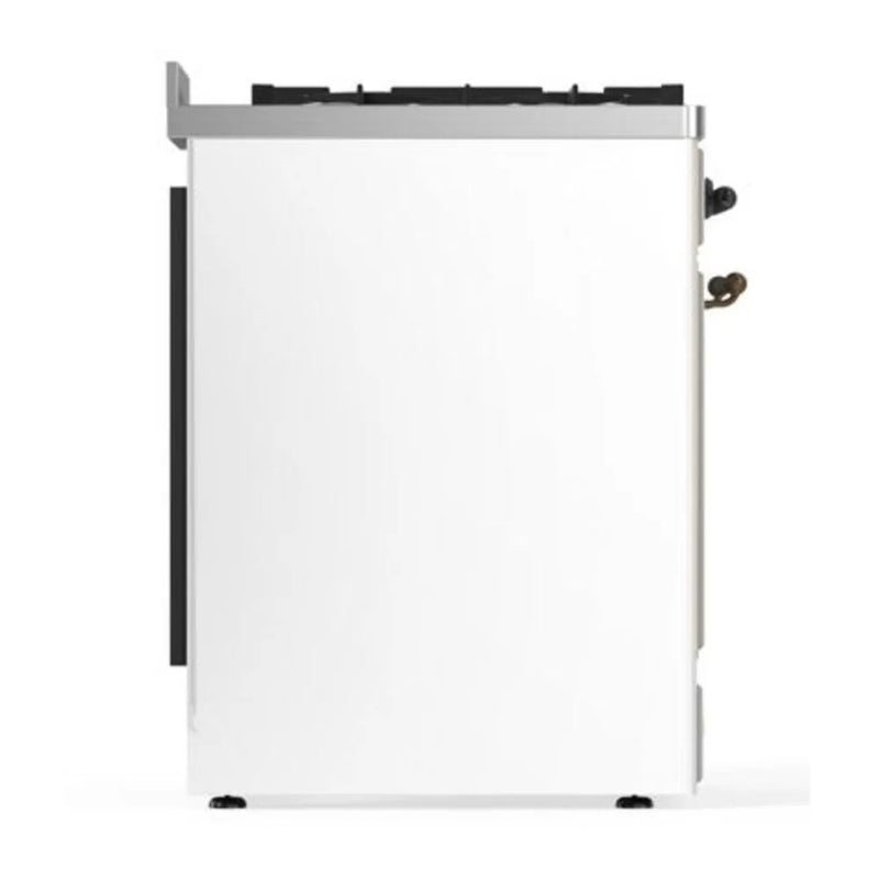 ILVE Majestic II 30" Dual Fuel Freestanding Range in White with Burnished Trim, UM30DQNE3WHBLP