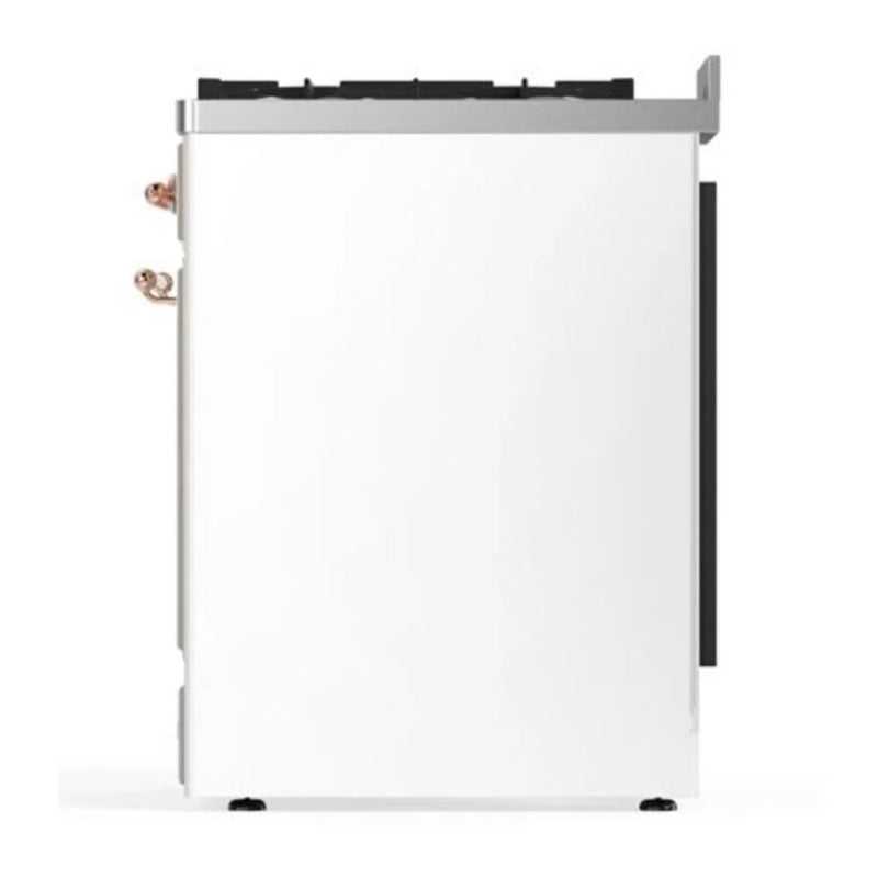 ILVE Majestic II 30" Dual Fuel Freestanding Range in White with Copper Trim, UM30DQNE3WHPLP