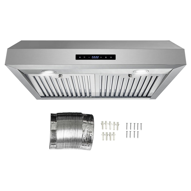 Cosmo 30" Haven Collection Under Cabinet Range Hood in Stainless Steel, 380 CFM, LED Lights, Touch Controls, UMC30