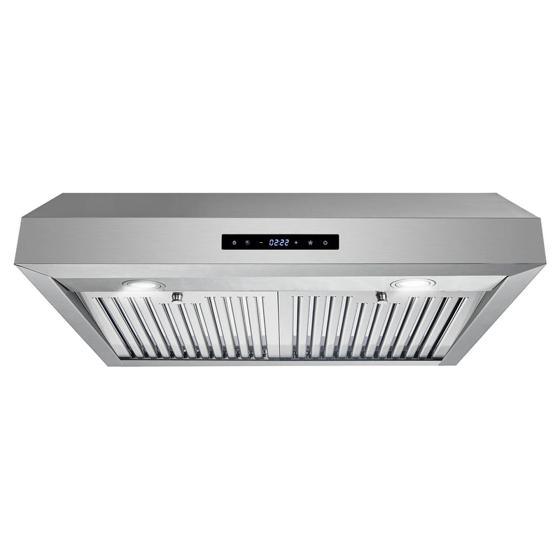 Cosmo 30" Haven Collection Under Cabinet Range Hood in Stainless Steel, 380 CFM, LED Lights, Touch Controls, UMC30
