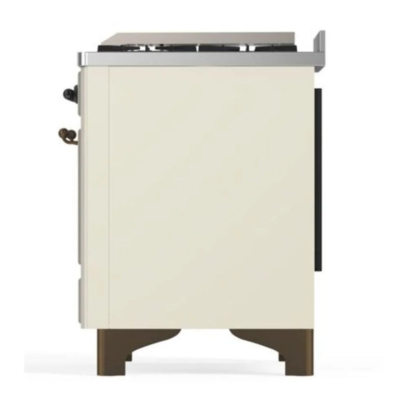 ILVE Majestic II 40" Dual Fuel Freestanding Range in Antique White with Burnished Trim, UMD10FDNS3AWB
