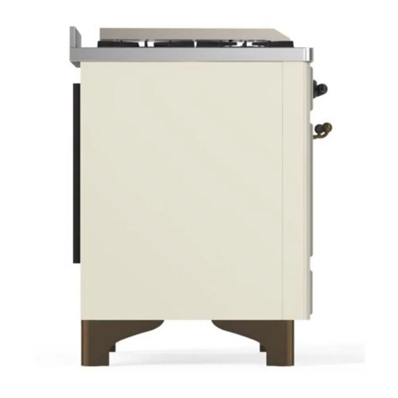 ILVE Majestic II 40" Dual Fuel Freestanding Range in Antique White with Burnished Trim, UMD10FDNS3AWB
