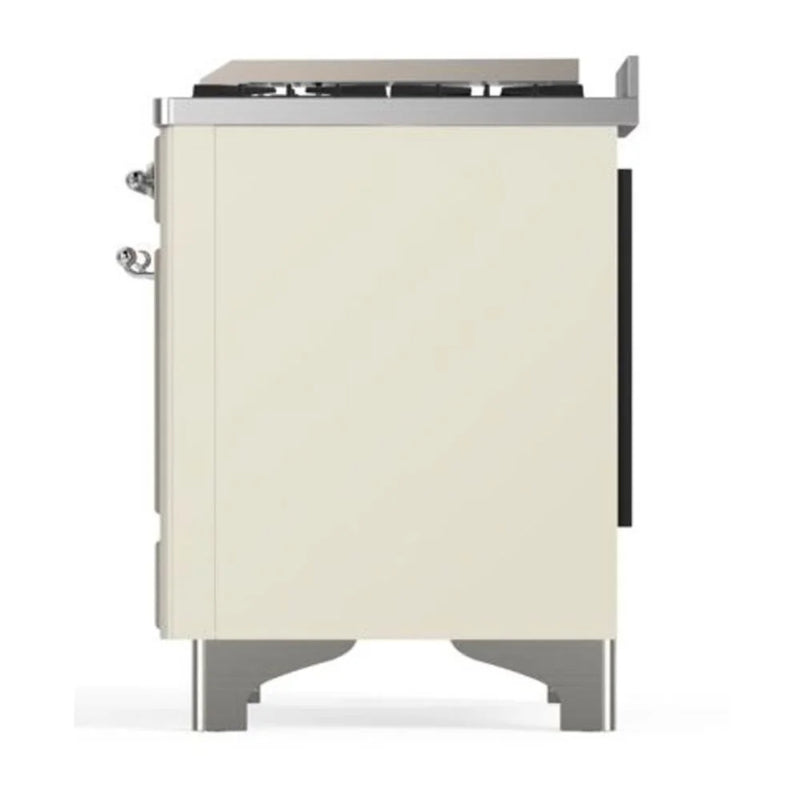 ILVE Majestic II 40" Dual Fuel Freestanding Range in Antique White with Chrome Trim, UMD10FDNS3AWCLP