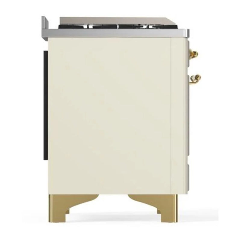 ILVE Majestic II 40" Dual Fuel Freestanding Range in Antique White with Brass Trim, UMD10FDNS3AWGLP