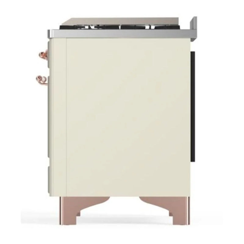 ILVE Majestic II 40" Dual Fuel Freestanding Range in Antique White with Copper Trim, UMD10FDNS3AWPLP