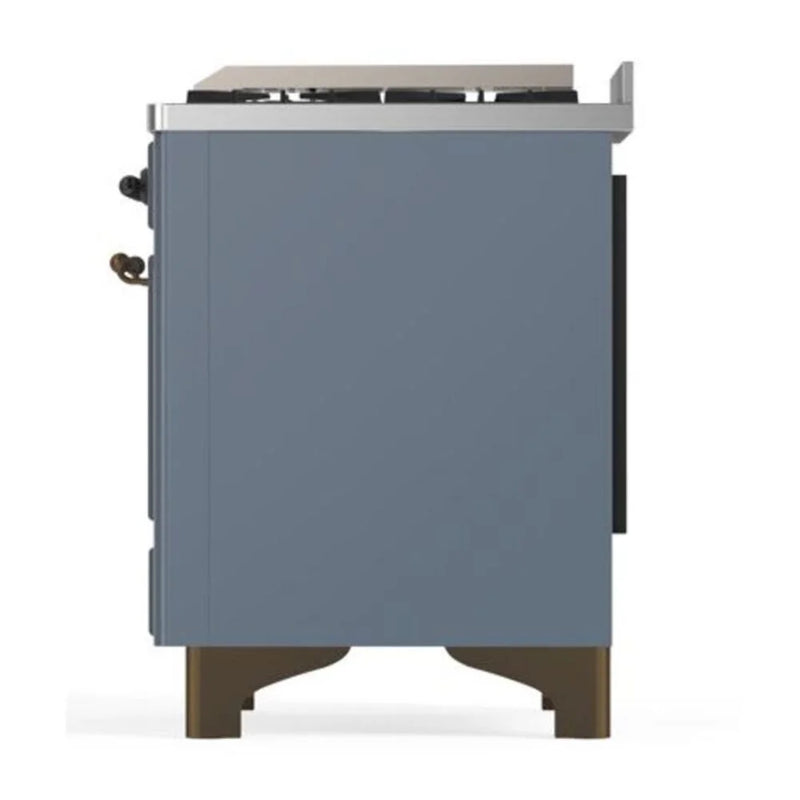 ILVE Majestic II 40" Dual Fuel Freestanding Range in Blue Grey with Burnished Trim, UMD10FDNS3BGB