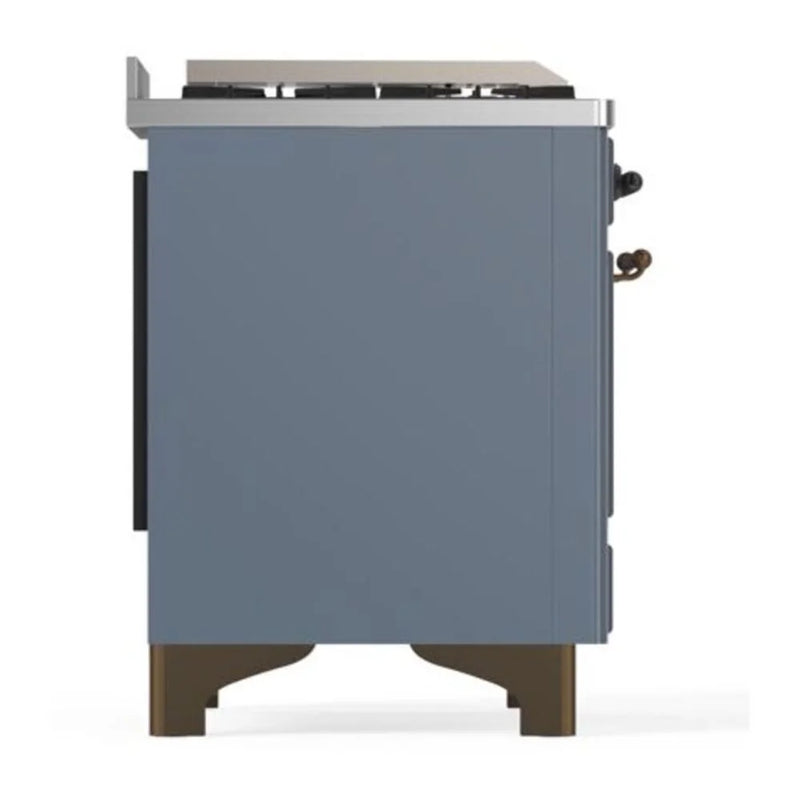 ILVE Majestic II 40" Dual Fuel Freestanding Range in Blue Grey with Burnished Trim, UMD10FDNS3BGB