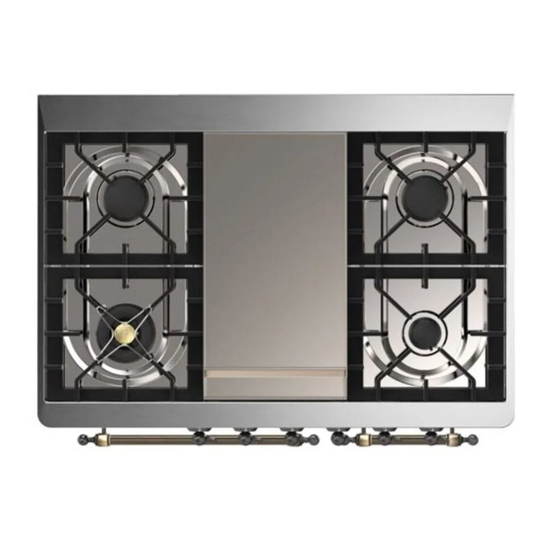 ILVE Majestic II 40" Dual Fuel Freestanding Range in Blue Grey with Burnished Trim, UMD10FDNS3BGB