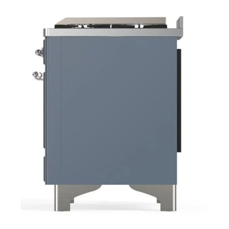 ILVE Majestic II 40" Dual Fuel Freestanding Range in Blue Grey with Chrome Trim, UMD10FDNS3BGC