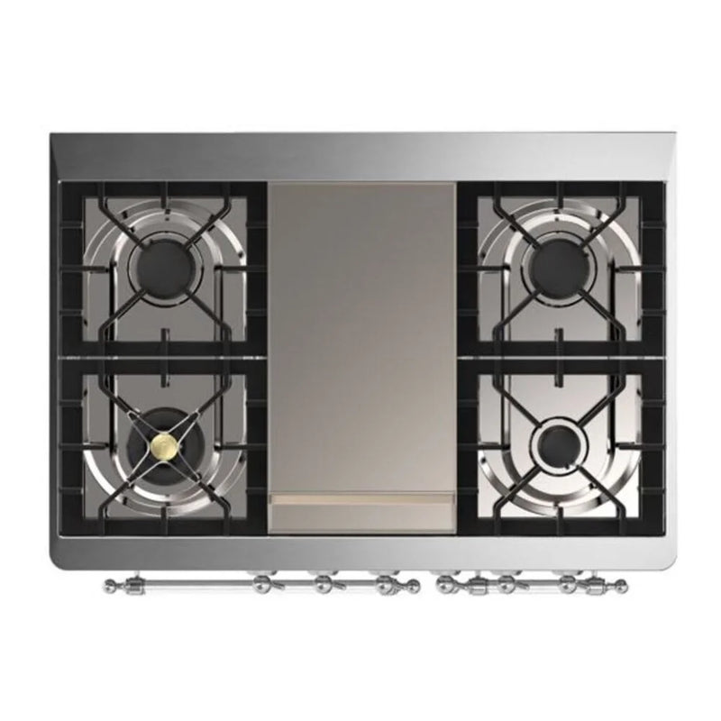 ILVE Majestic II 40" Dual Fuel Freestanding Range in Blue Grey with Chrome Trim, UMD10FDNS3BGC