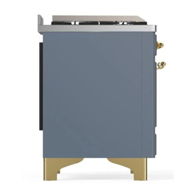 ILVE Majestic II 40" Dual Fuel Freestanding Range in Blue Grey with Brass Trim, UMD10FDNS3BGG