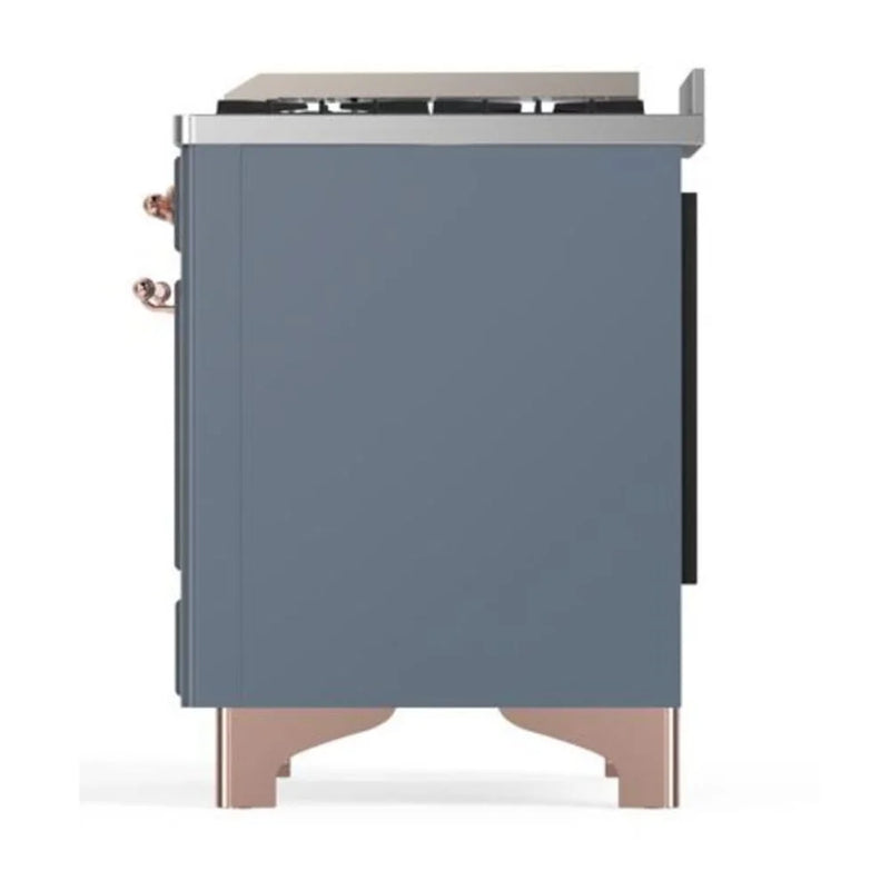 ILVE Majestic II 40" Dual Fuel Freestanding Range in Blue Grey with Copper Trim, UMD10FDNS3BGPLP