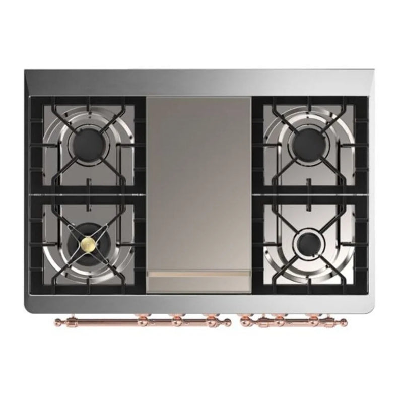 ILVE Majestic II 40" Dual Fuel Freestanding Range in Blue Grey with Copper Trim, UMD10FDNS3BGPLP