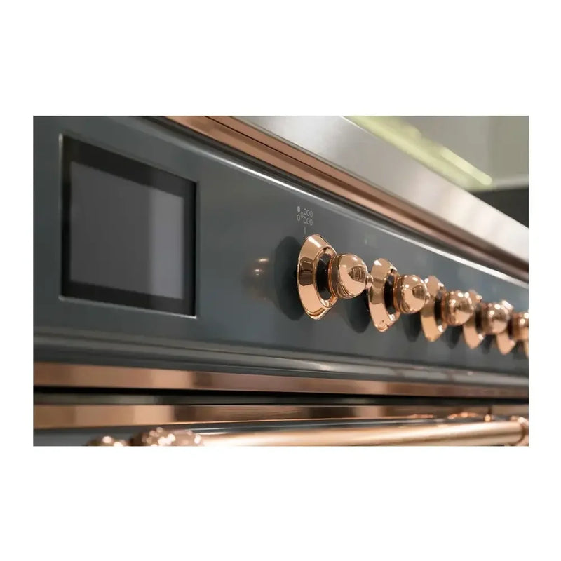 ILVE Majestic II 40" Dual Fuel Freestanding Range in Blue Grey with Copper Trim, UMD10FDNS3BGP