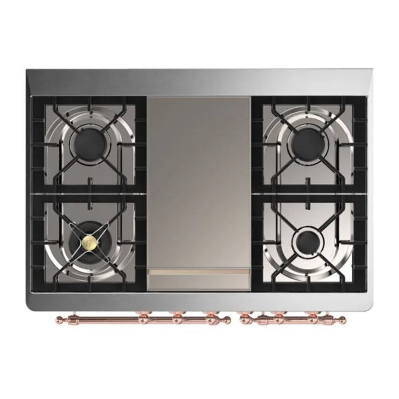 ILVE Majestic II 40" Dual Fuel Freestanding Range in Glossy Black with Copper Trim, UMD10FDNS3BKPLP