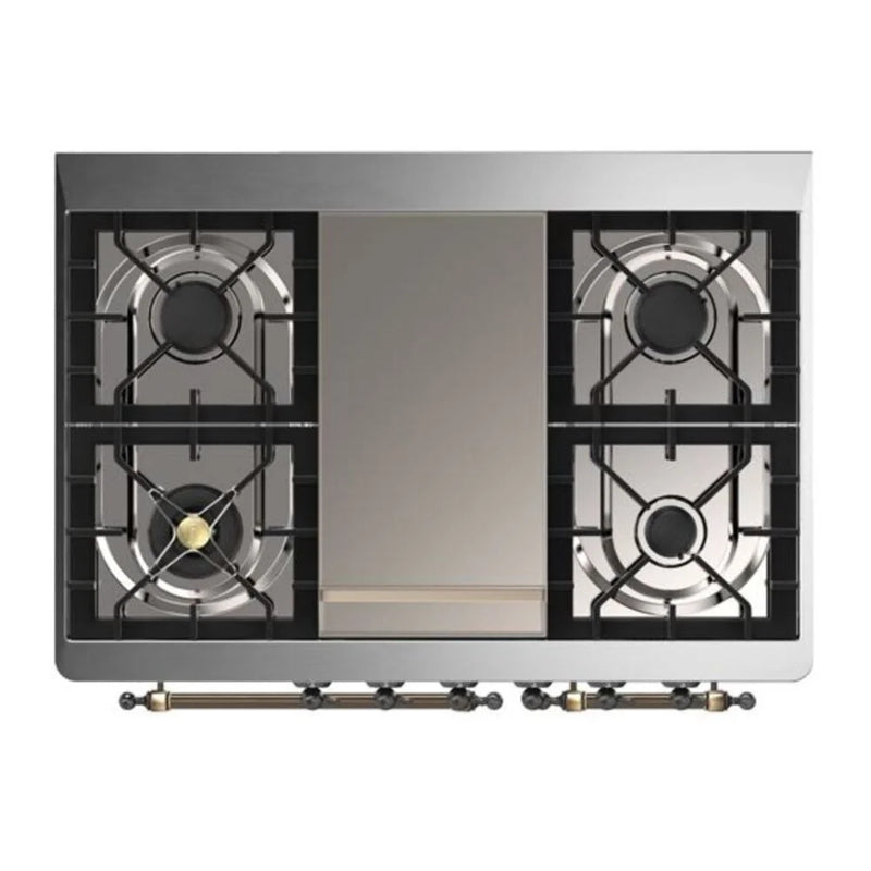 ILVE Majestic II 40" Dual Fuel Freestanding Range in Burgundy with Burnished Trim, UMD10FDNS3BUB