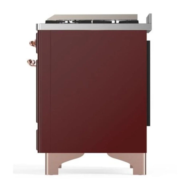 ILVE Majestic II 40" Dual Fuel Freestanding Range in Burgundy with Copper Trim, UMD10FDNS3BUPLP