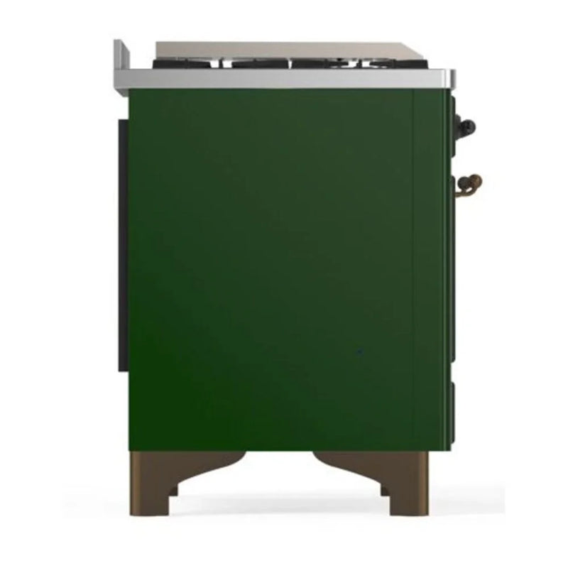 ILVE Majestic II 40" Dual Fuel Freestanding Range in Emerald Green with Burnished Trim, UMD10FDNS3EGB