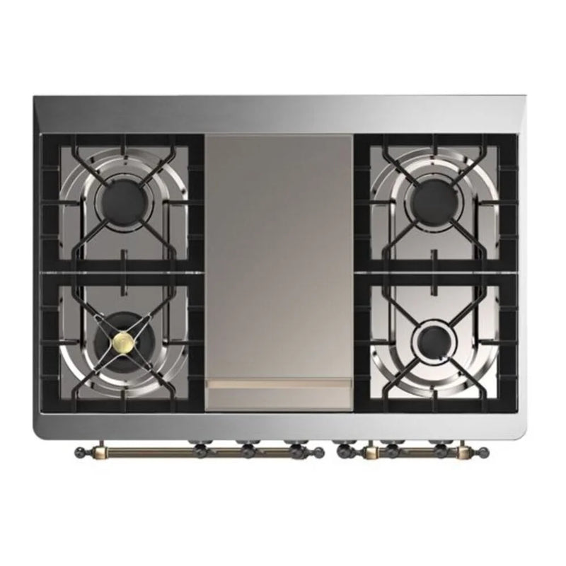 ILVE Majestic II 40" Dual Fuel Freestanding Range in Emerald Green with Burnished Trim, UMD10FDNS3EGB