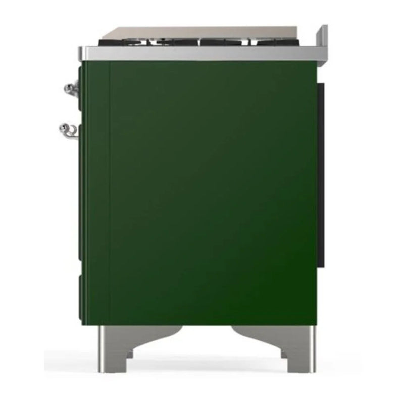 ILVE Majestic II 40" Dual Fuel Freestanding Range in Emerald Green with Chrome Trim, UMD10FDNS3EGCLP