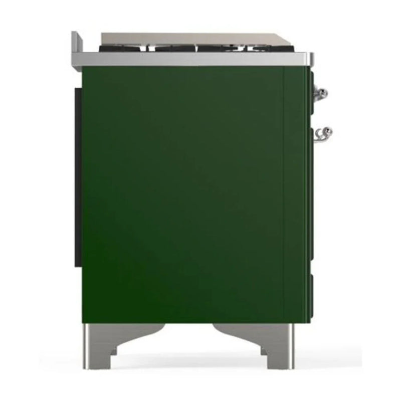 ILVE Majestic II 40" Dual Fuel Freestanding Range in Emerald Green with Chrome Trim, UMD10FDNS3EGCLP