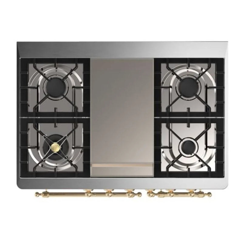 ILVE Majestic II 40" Dual Fuel Freestanding Range in Emerald Green with Brass Trim, UMD10FDNS3EGGLP