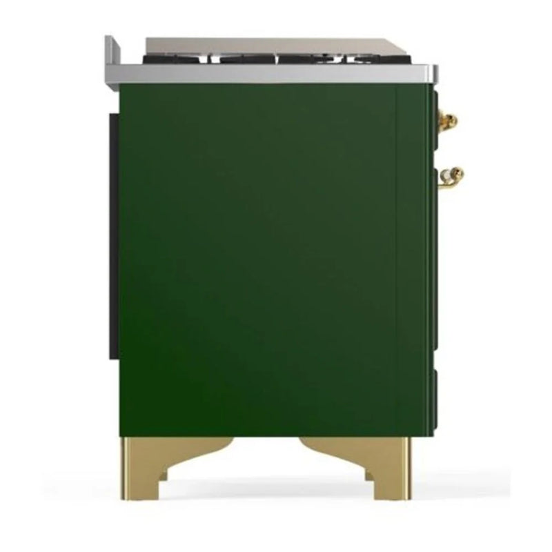 ILVE Majestic II 40" Dual Fuel Freestanding Range in Emerald Green with Brass Trim, UMD10FDNS3EGG