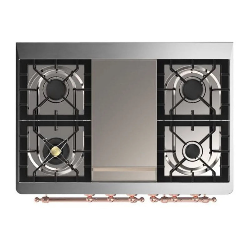 ILVE Majestic II 40" Dual Fuel Freestanding Range in Emerald Green with Copper Trim, UMD10FDNS3EGPLP