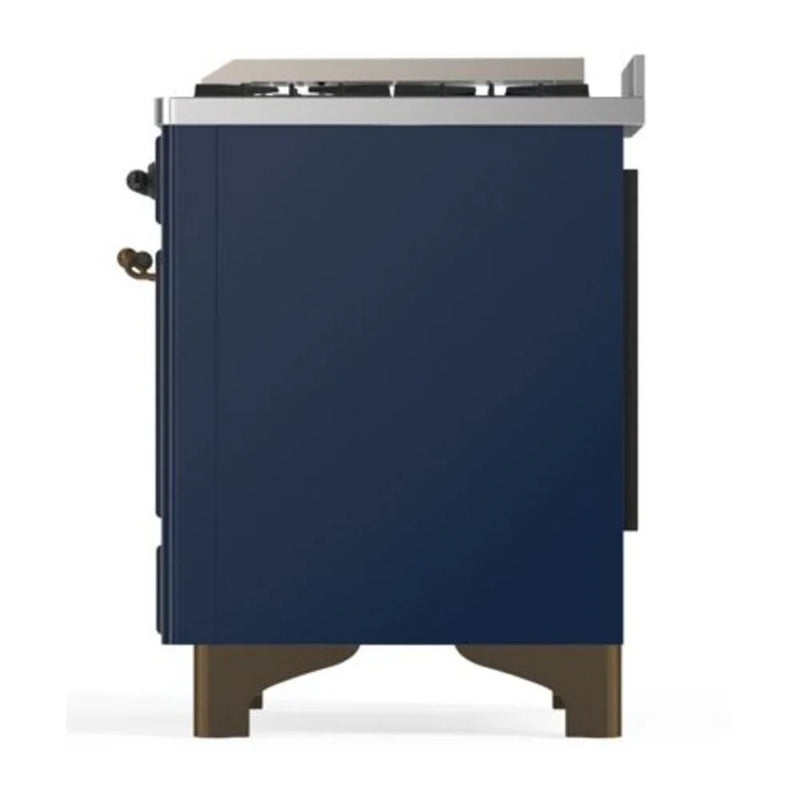 ILVE Majestic II 40" Dual Fuel Freestanding Range in Midnight Blue with Burnished Trim, UMD10FDNS3MBB
