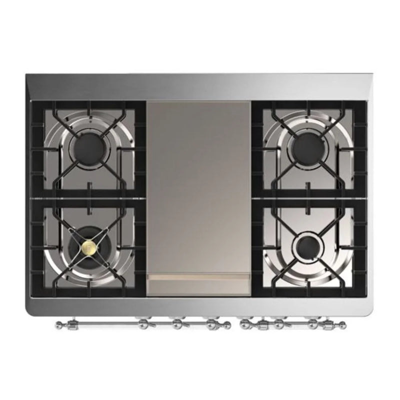 ILVE Majestic II 40" Dual Fuel Freestanding Range in Midnight Blue with Chrome Trim, UMD10FDNS3MBCLP